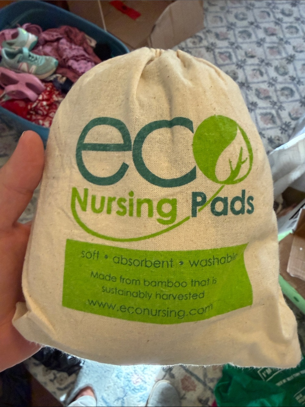 Eco Nursing Pads Reusable Washable Nursing Pads - Natural Cream/Green